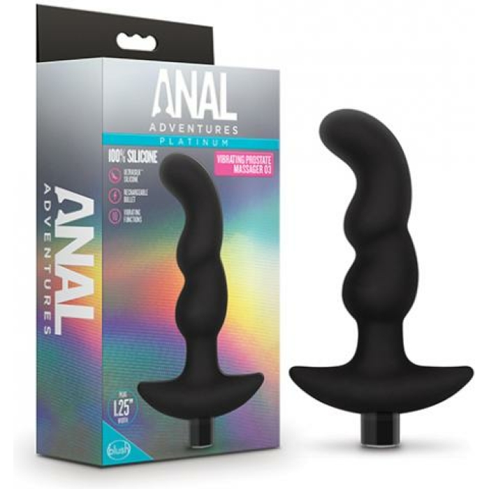 Blush Anal Adventures Platinum Silicone Vibrating Prostate Massager 03 - Black - Image 1