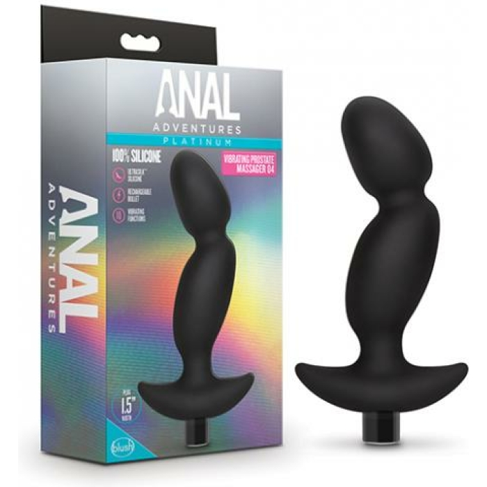Blush Anal Adventures Platinum Silicone Vibrating Prostate Massager 04 - Black - Image 1