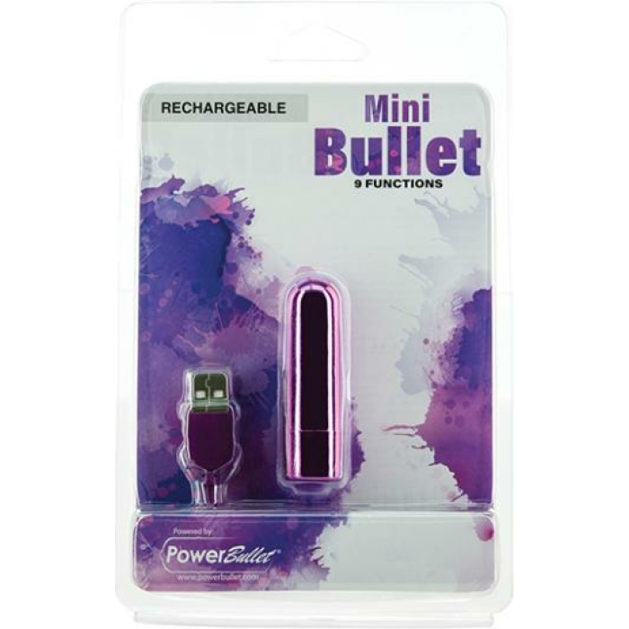 Mini Bullet Rechargeable Bullet - 9 Functions Purple - Image 1