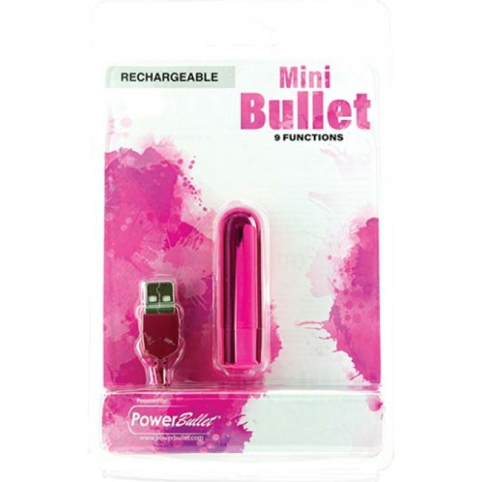 Mini Bullet Rechargeable Bullet - 9 Functions Pink - Image 1