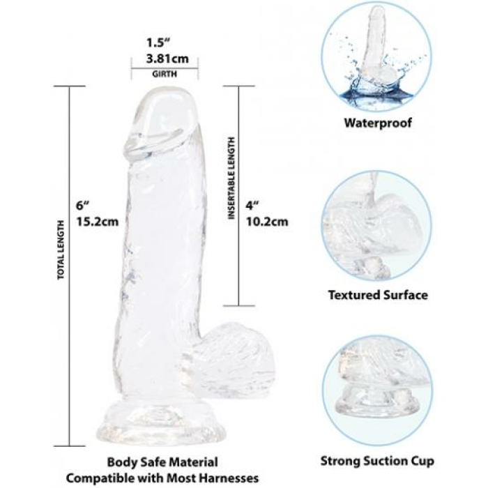 Crystal Addiction Dong 6 inches Clear - Image 2