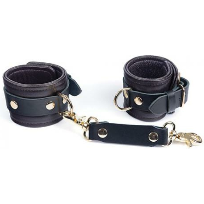 Spartacus Wrist Restraints - Brown Leather W/gold Accent Hardware - Image 1