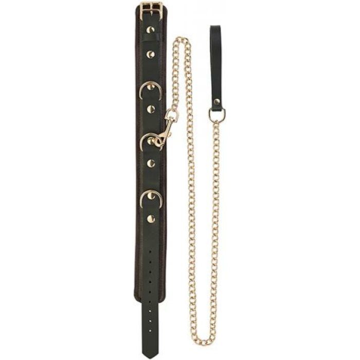 Spartacus Collar & Leash Brown Leather Gold Accent Hardware - Image 2