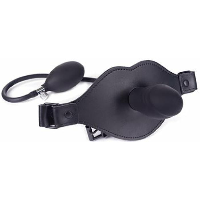 Spartacus Inflatable Dildo Gag With Hand Pump Black O/S - Image 1