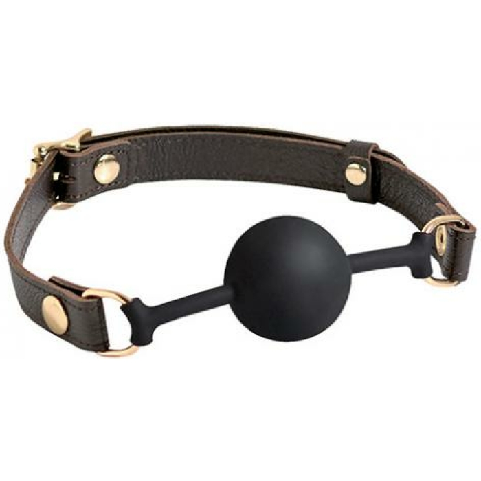 Spartacus Silicone Ball Gag - Brown Leather Strap 43mm Ball - Image 1