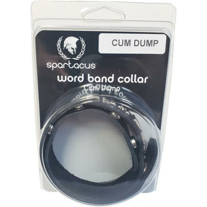 Spartacus Cum Dump Leather Collar - Black - Image 1