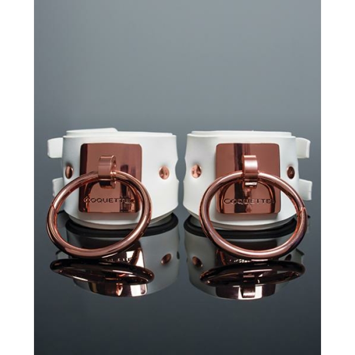 Pleasure Collection Adjustable Handcuffs - White/rose Gold - Image 1