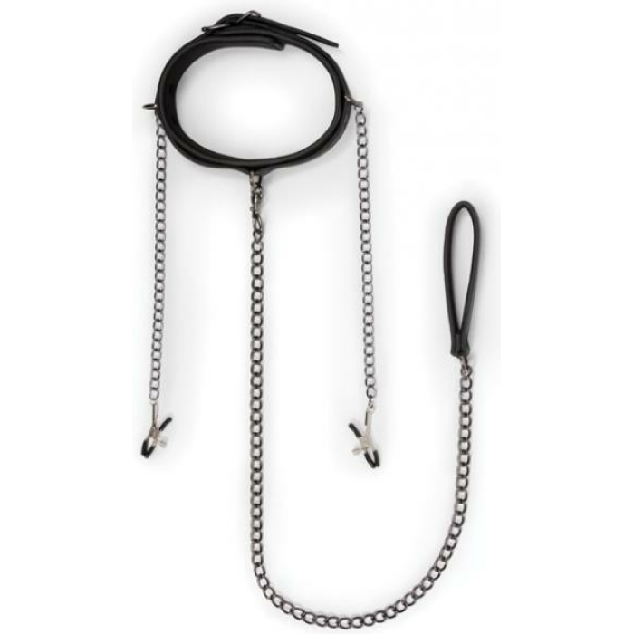 Easy Toys Lead & Nipple Clamps, Collar Restraint Set Black - Image 1