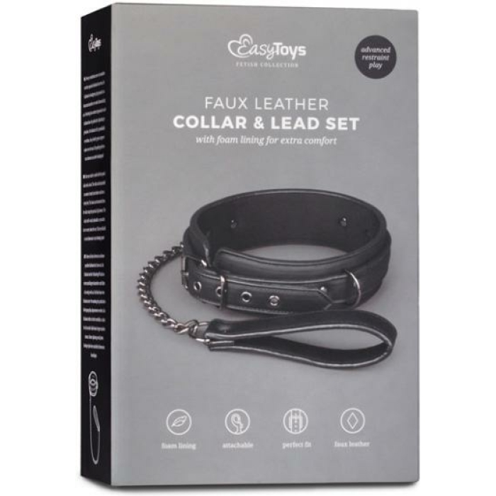 Easy Toys Fetish Collar & Lead Set Black - Image 2