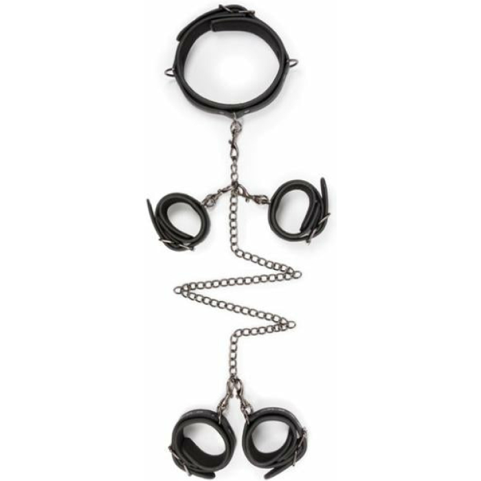 Easy Toys Fetish Set Collar, Ankle & Wrist Cuffs Black - Image 1