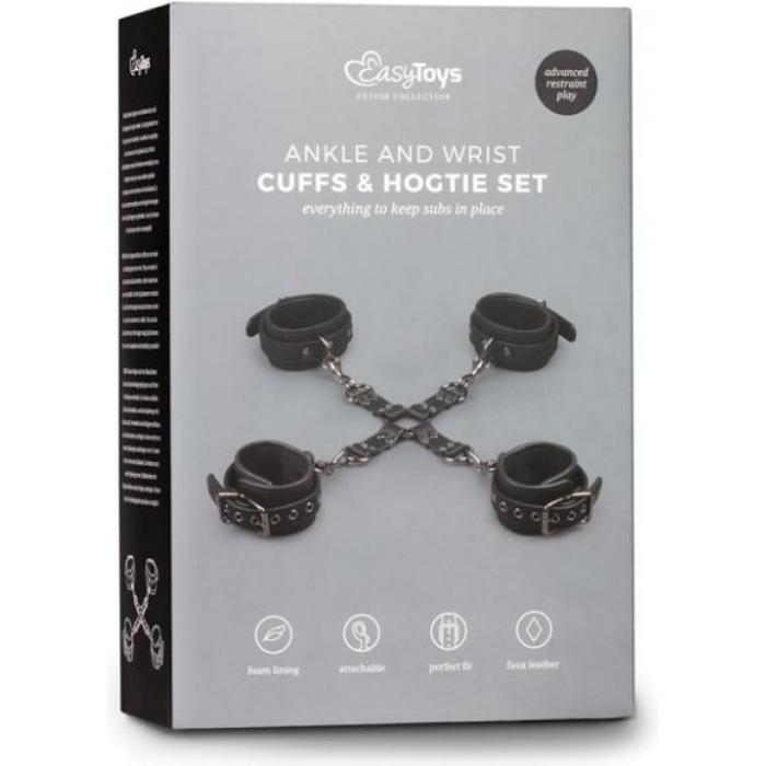 Easy Toys Fetish Hogtie, Ankle & Wrist Cuffs Black - Image 2