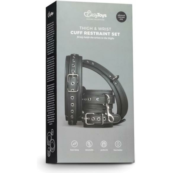 Easy Toys Thigh & Wrist Cuff Restraint Set Black - Image 3