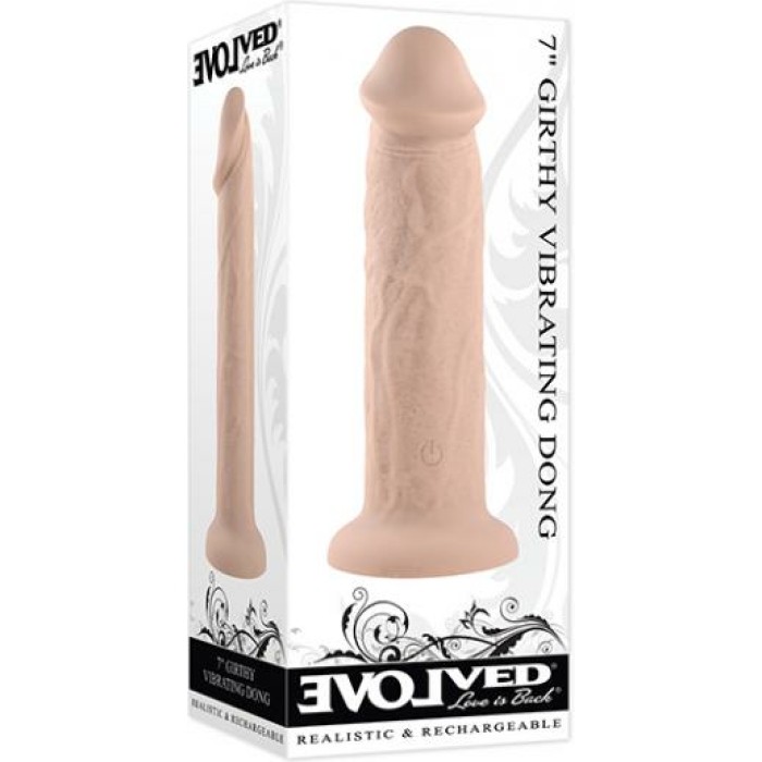 Evolved 7" Girthy Vibrating Dong - Light - Image 1