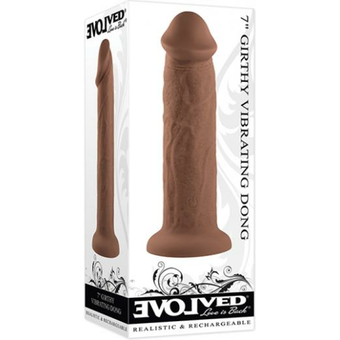 Evolved 7" Girthy Vibrating Dong - Dark - Image 1