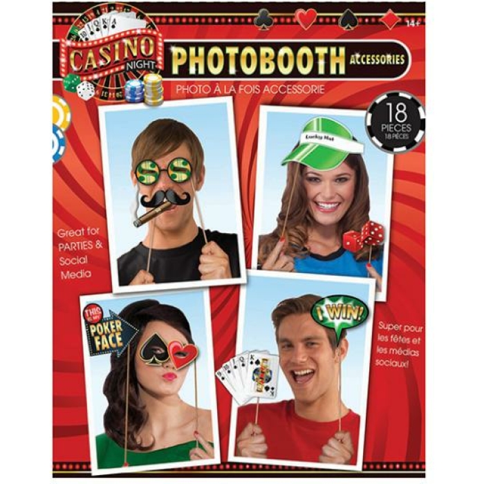 Casino Photo Booth Prop Kit 18 Pieces - Image 1
