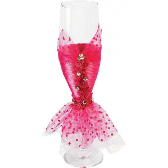 Bride To Be Champagne Glass Wedding Dress with Pink Lace - Image 1