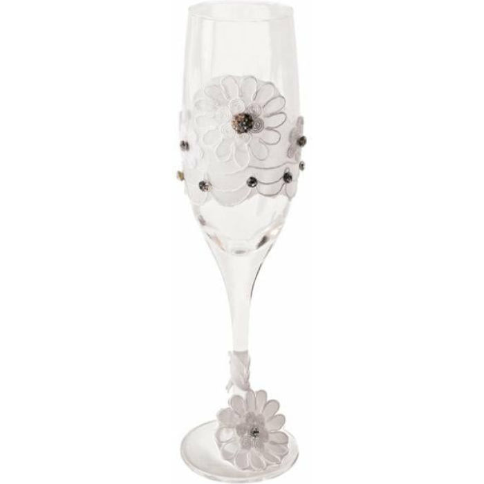 Bride To Be Champagne Glass with White Lace Trim - Image 1
