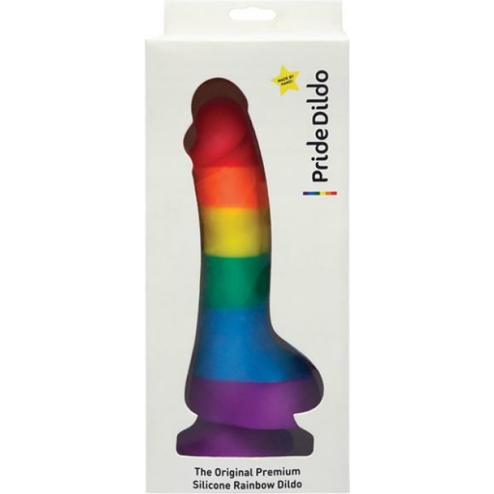 Pride Dildo with Balls Silicone Rainbow - Image 1