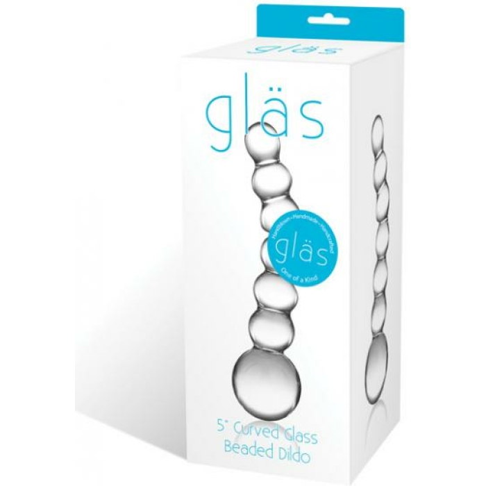 Glas 5 inches Curved Glass Beaded Dildo Clear - Image 3