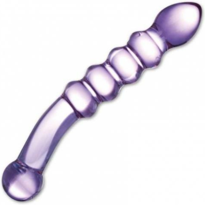 Purple Rain Ribbed Glass Dildo - Image 1