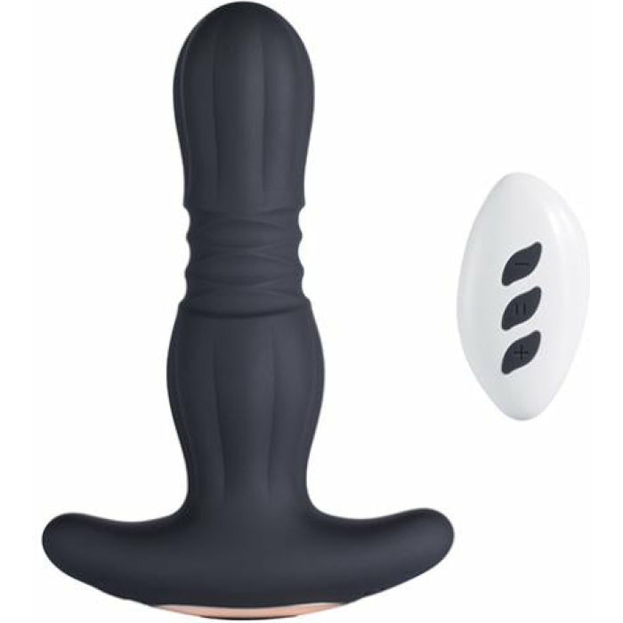 Agas Thrusting Butt Plug W/ Remote Control - Black - Image 1