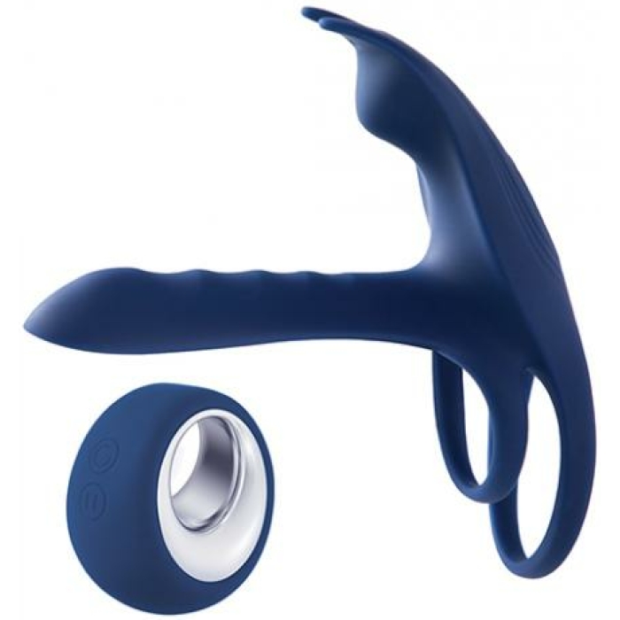 Blue Fox Vibrating Girth Enhancer Penis Sleeve - Blue - Image 1