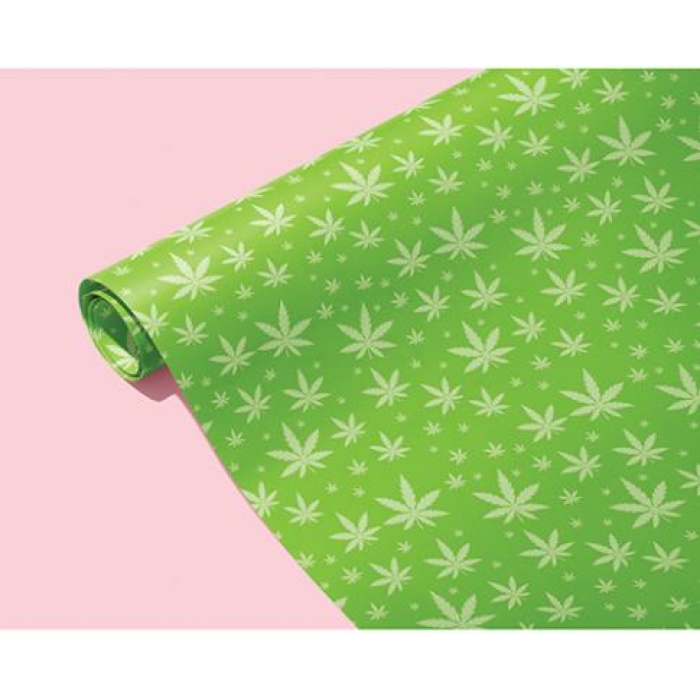 Green Pot Leaf Wrapping Paper - Image 1