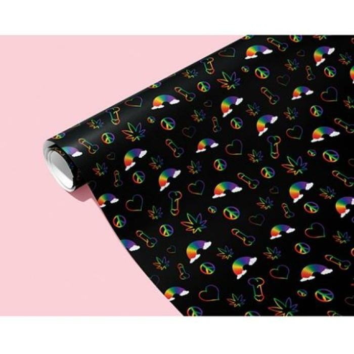 Rainbow Penis Naughty Wrapping Paper - Image 1