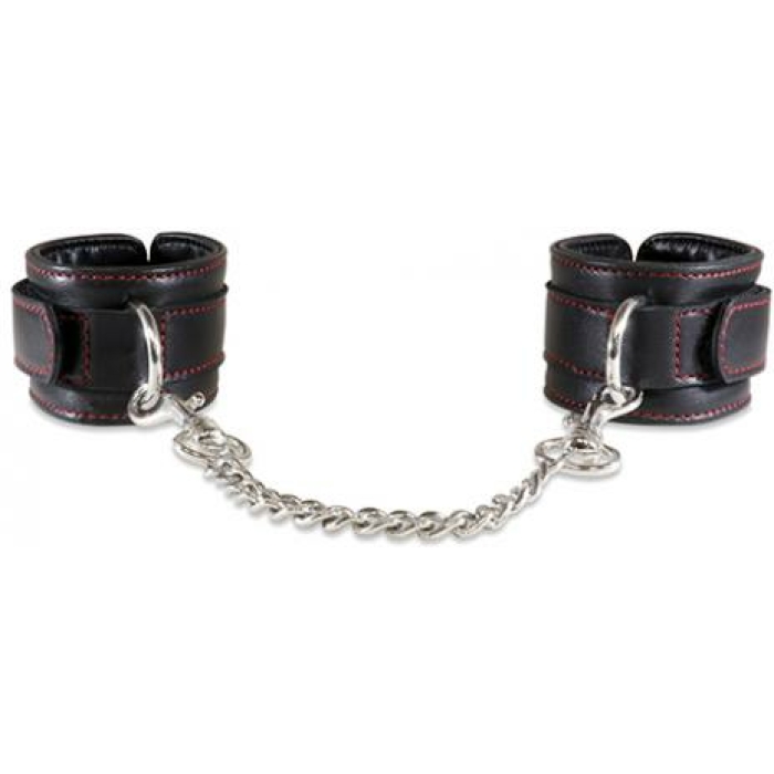 Sultra Lambskin Handcuffs With 5.5 inches Chain Black - Image 1
