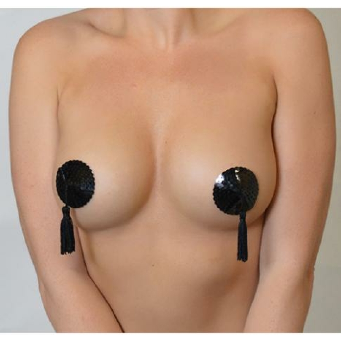 Minor Creations Sequin Pasties W Tassel Black - Image 1