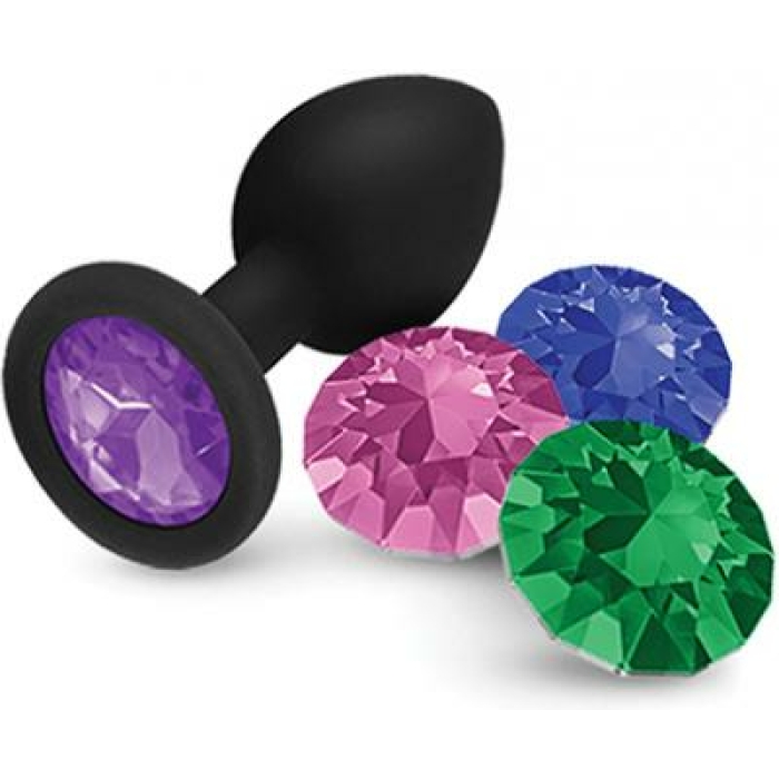 Nobu Fetish Small Silicone Plug W/jewels - Black - Image 1