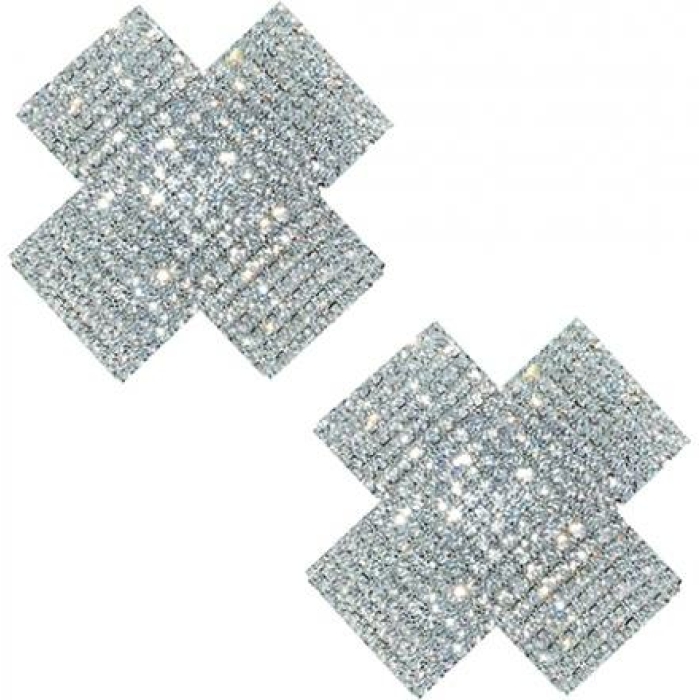 Neva Nude Cross Crystal Jewel Reusable Silicone Nipple Pasties - Clear O/s - Image 1