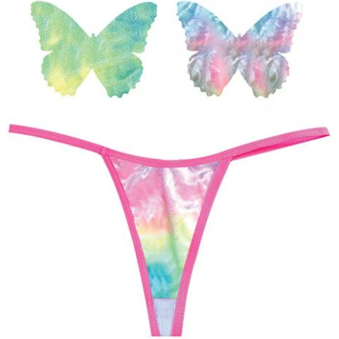Neva Nude Naughty Knix Rainbow Sherbet Velvet G-string & Pasties - (color Varies) Multi  O/s - Image 1