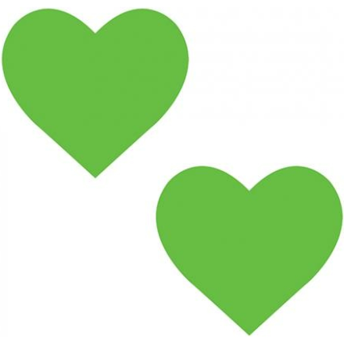 Neva Nude Temperature Reactive Heart Pasties - Neon Green - Image 1