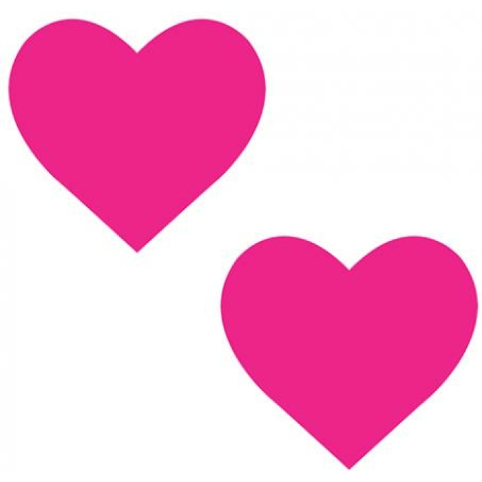 Neva Nude Temperature Reactive Heart Pasties - Neon Pink - Image 1