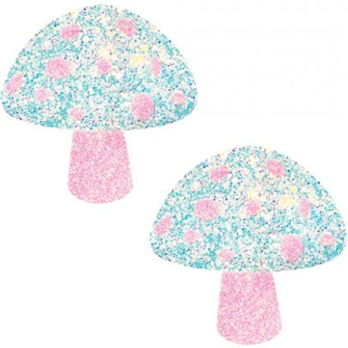 Neva Nude Black Light Glitter Shroom Pasties - Pink/white O/s - Image 1