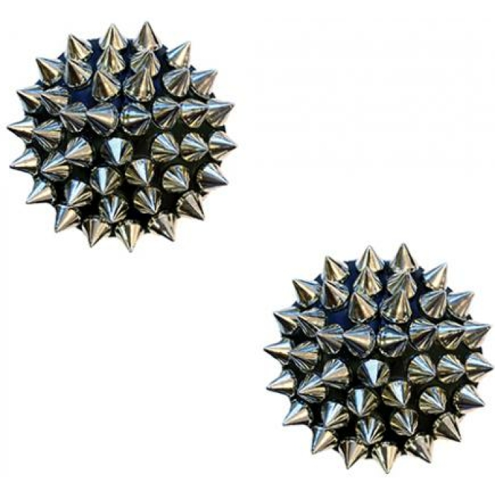Burlesque Bowser Spike Pleather Reusable Silicone Nipztix - Silver/black O/s - Image 1