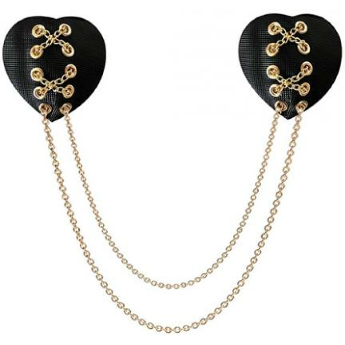 Neva Nude Two Heart Chained Pasties - Black O/s - Image 1