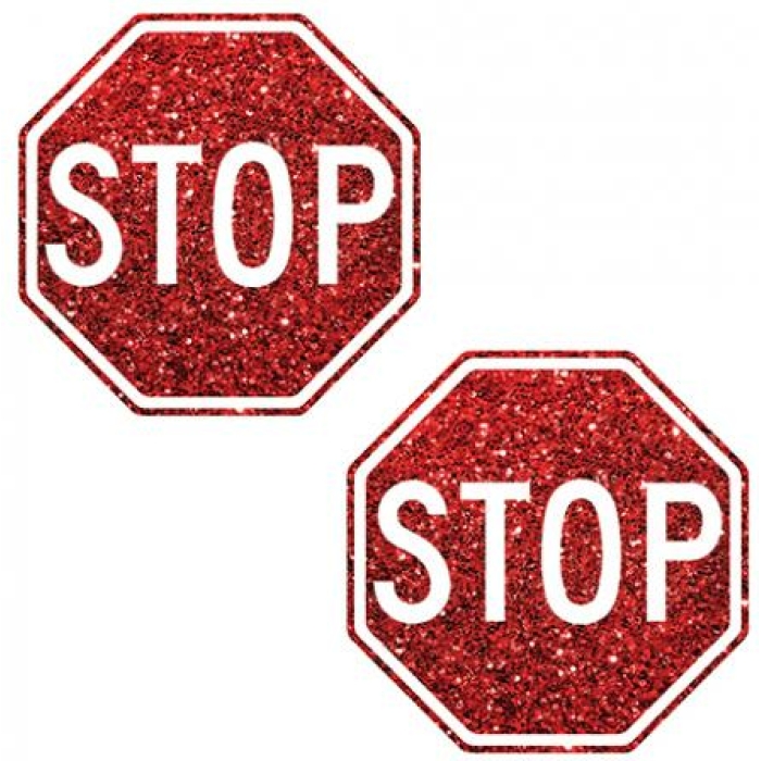 Neva Nude Stop Sign Glitter Pasties - Red O/s - Image 1