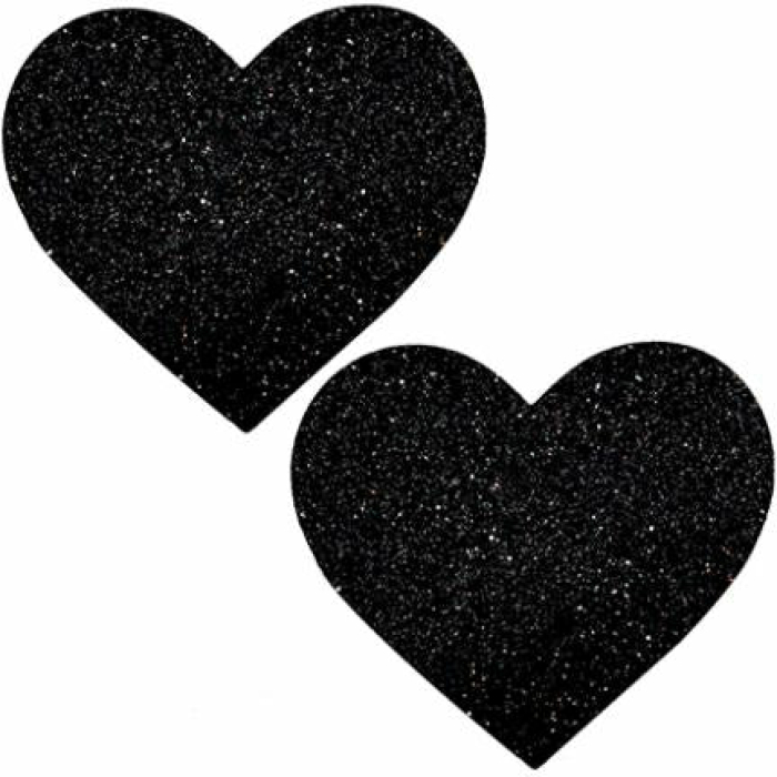 Neva Nude Black Malice Queen Status Glitter Heart Pasties - Black Qn - Image 1