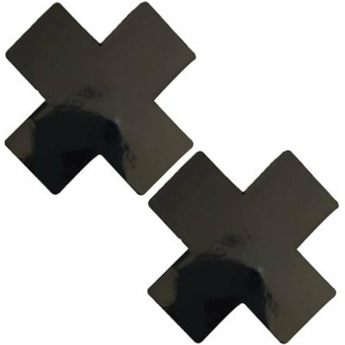 Neva Nude Dom Queen Status Wet Vinyl X Pasties - Black Qn - Image 1