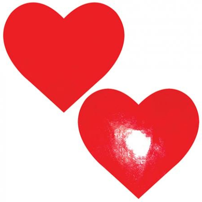 Neva Nude Vixen Queen Status Wet Vinyl Heart Pasties - Red Qn - Image 1