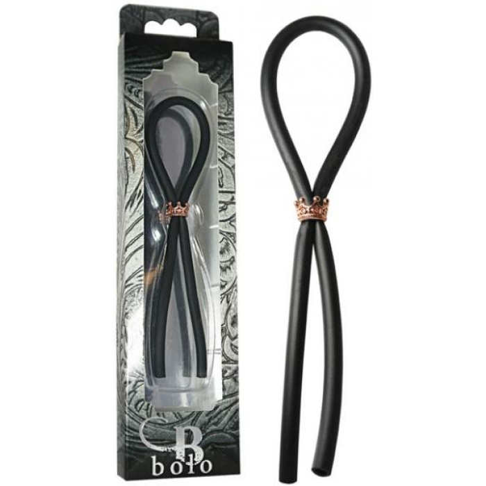 Bolo Lasso Ring Rose Gold Crown Slider Black - Image 3