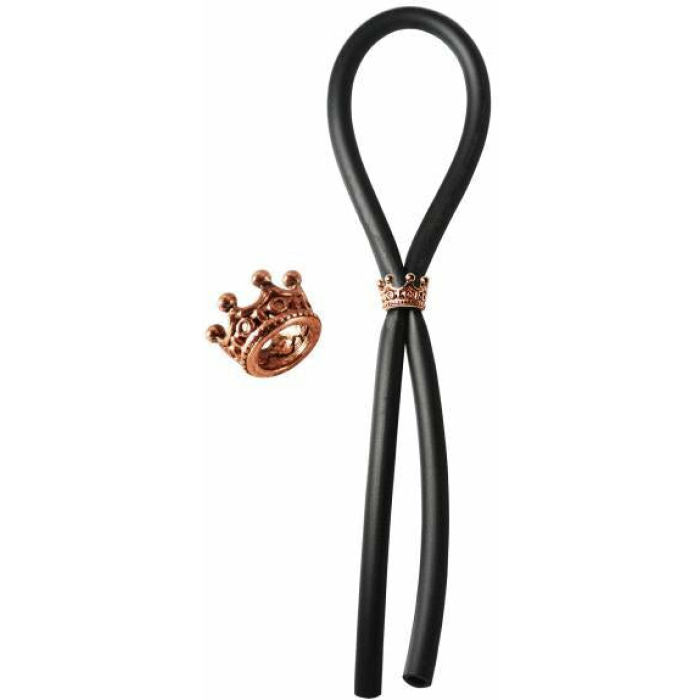 Bolo Lasso Ring Rose Gold Crown Slider Black - Image 2