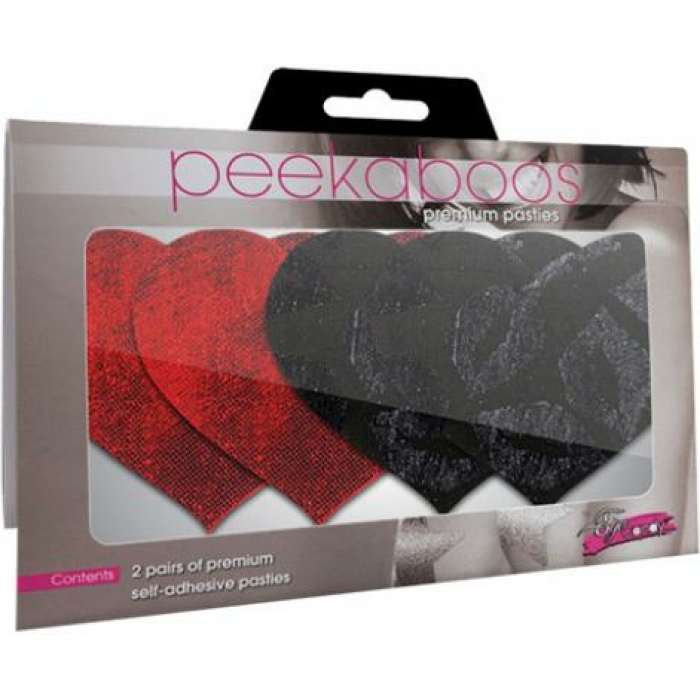 Stolen Kisses Hearts Pasties Red, Black 2 Pack - Image 2