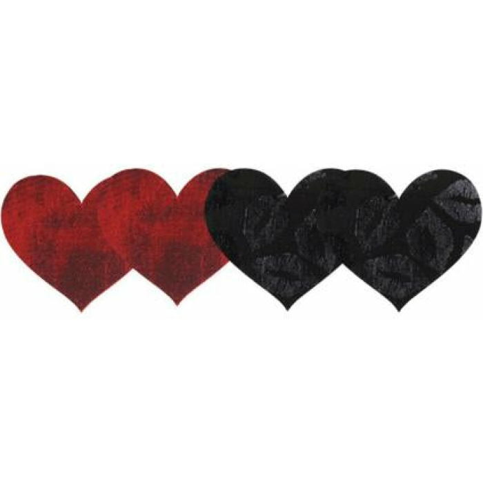 Stolen Kisses Hearts Pasties Red, Black 2 Pack - Image 1