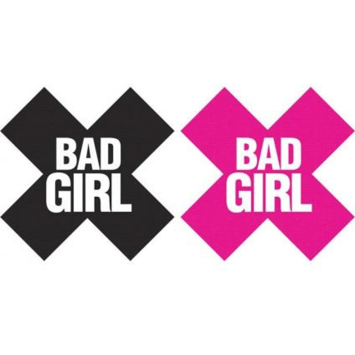 Bad Girl X Pasties 2 Pairs 1 Black, 1 Pink - Image 1