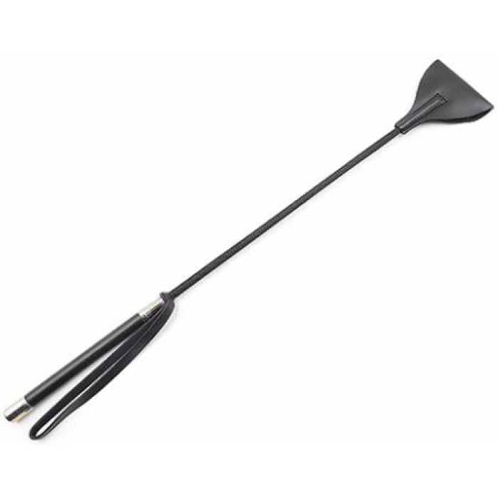 Plesur 21" Wide Tip Leather Crop - Black - Image 1