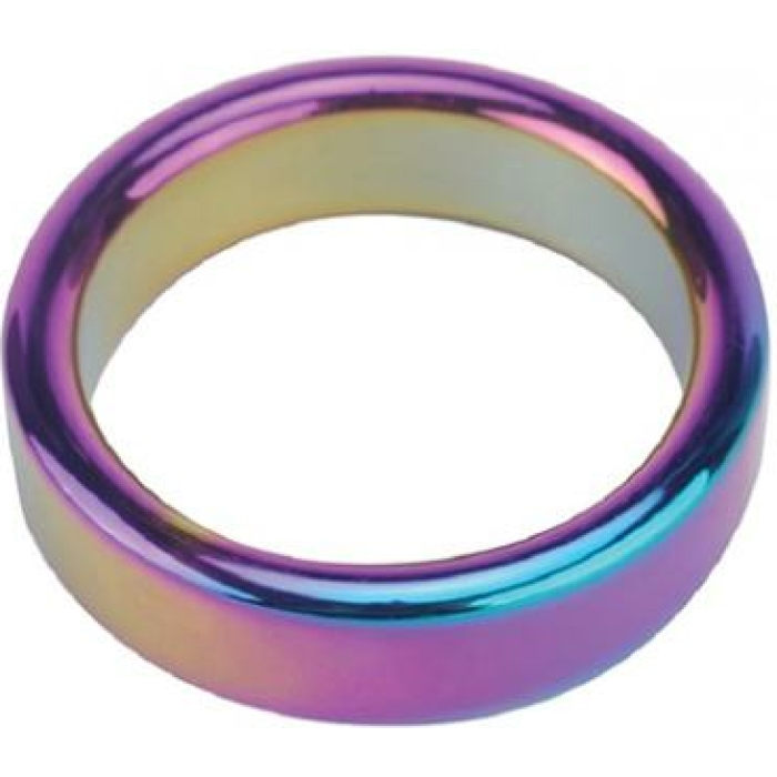 Plesur 2" Metal Cock Ring - Rainbow - Image 1