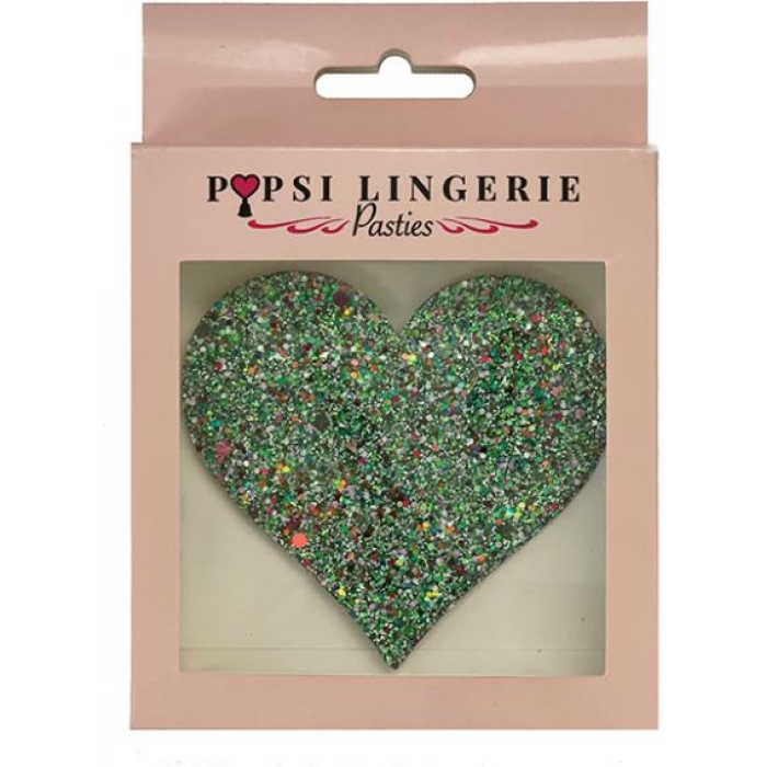 Glow In The Dark Glitter Heart Pasties - O/s - Image 1